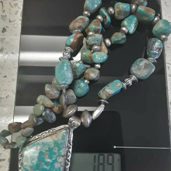 Vtg Sterling Navajo Turquoise Necklace - Picture 2 of 6